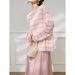Plum Jan/Korean-style Spring-summer Casual Pink Round-neck Youthful Versatile Thin Knit Cardigan For Women_ecoleips.com