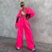 Women's Clothing Fashionable Loose Color Matching Long Sleeved Zipper Cardigan, Contrast Color Tops And Trousers Sports Suits_ecoleips.com