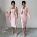 Women's Clothing Blazer Set Short Plaid Jacket With Long Sleeves And Cross-Over Two-Piece Skirt Suit_ecoleips.com