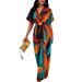 Women's Geometric Print Jumpsuit Batwing Sleeves Tie Waist European American Style Best Selling Item Amazon 2025_ecoleips.com