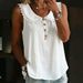Women's Sleeveless Shirt Summer Fashion Design Loose Solid Color Button Lace Collar American Style Clothing_ecoleips.com