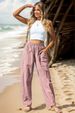 Suitable For All Seasons Clothing 2024 Women's Cotton Linen Casual Vacation Style Elastic Waist Banana Cargo Pants_ecoleips.com
