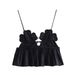 Summer Foreign Trade European And American Women's Clothing New Style Black Shiny Floral-decorated Pure Cotton Top,_ecoleips.com