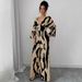 Women's Stylish Jumpsuit With Random Black-Brown Pattern – Flowy Wide-Leg Design & Ruching Detail For Casual Chic_ecoleips.com
