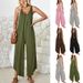 "Women's Sleeveless V-Neck Wide Leg Jumpsuit With Pockets - Summer Casual Romper For European & American Style"_ecoleips.com