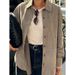 Spring/Summer Retro Chic Khaki Knit Suede Fleece Loose Collar Shirt With Sleeveless Design Versatile And Stylish Women_ecoleips.com
