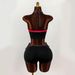Women's Y2K Style Two Piece Tight Shorts Set Halter Neck Print Backless Top Sexy European American Tie Front Top Shorts Set_ecoleips.com