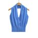 Aria Basics Aria Basics FS604-25 Summer New European And American INS Blogger Style Backless V-neck Buttoned Halter Knit Top Vest_ecoleips.com