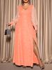 Elegant Plus Size Mesh Panel Evening Gown - Sparkling A-Line Party Dress For Women (0XL-5XL)_ecoleips.com