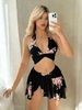 2026 New Women's European And American Style Two-Piece Skirt Swimsuit Feminine Sexy Printed Mesh Patchwork Bikini Swimwear_ecoleips.com