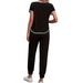 Women's Clothing Color Block Trim Casual Suit Short Sleeve Loose Fit American Style Spring Summer Autumn New_ecoleips.com