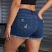 Women's Clothing Denim Shorts For Women All Match Blue Ripped Shorts With Frayed Hem Jeans_ecoleips.com