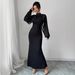 European And American Cross-border Women's Clothing 2026 Elegant Stand-up Collar Mesh Rhinestone Long-sleeve_ecoleips.com