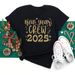 European And American Cross-border Foreign Trade Women's Clothing Christmas Merry Round Neck Printed Ladies Short Sleeve_ecoleips.com
