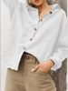 Verve 2025 Autumn Winter Fashion Turn-down Collar Long Sleeve Cotton Linen Loose Women's Shirt_ecoleips.com