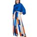 Women’s Clothing New Temperament Loose Commuter Blue Top High Waist Wide Leg Pants Suit_ecoleips.com