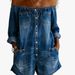 Women's Off-Shoulder Long Sleeve Denim Jumpsuit Shorts Loose Fit American Style Fashion_ecoleips.com
