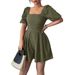 Women's Clothing High End Simple Style Pleated Square Collar Dress Women's Clothing Spring And Summer_ecoleips.com
