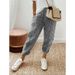 Women's Clothing Woven Jacquard Striped Stitching Design Loose Casual Pants_ecoleips.com