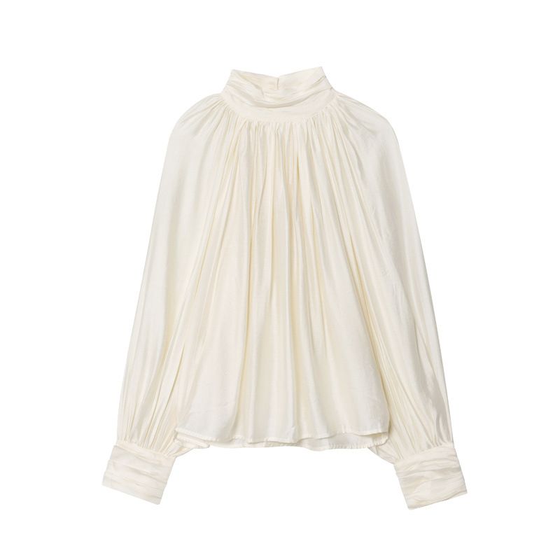 Women's Oversized Long Sleeve Blouse Bohemian Floral Print Draped Neckline Button Details Shirt Top_ecoleips.com