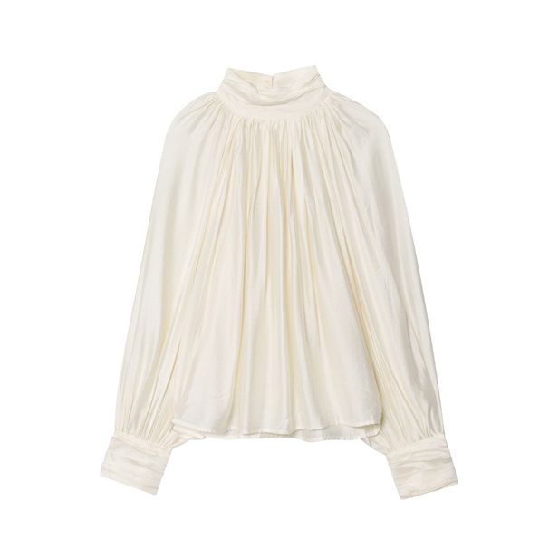 Women's Oversized Long Sleeve Blouse Bohemian Floral Print Draped Neckline Button Details Shirt Top_ecoleips.com