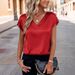 Women's Clothing Satin T-Shirt Short Sleeve Top - Luxe Casual Essential In Solid Colors_ecoleips.com