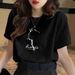 Large Size Cotton Short-sleeved T-shirt Women's Summer American Retro Loose Bottoming Shirt, Thin Design Crew Neck Top_ecoleips.com