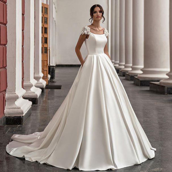Women's Clothing New Wedding Dress Bride Simple Sexy Slim Travel Photography Satin Soft Gauze Lace Slim Small Tail_ecoleips.com