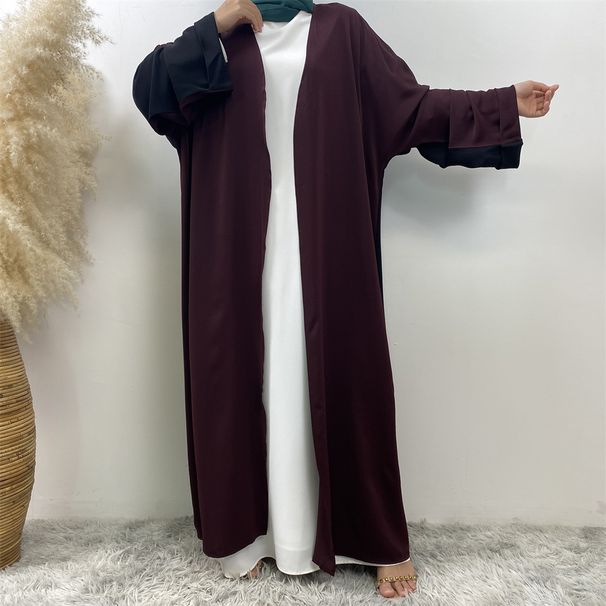 Modest Abaya Dress/Muslim Dress Women Patchwork Robe For Women Long Sleeved Muslim Fashion Women's Clothing_ecoleips.com