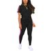 Women's Clothing Women's Round Neck Short Sleeved Top And Trousers Set Side Stripes Two Piece For Formal & Casual For Women_ecoleips.com