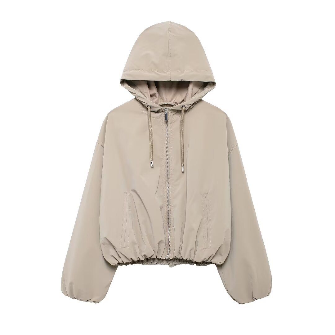 Women's Clothing Hooded Long Sleeved Black Casual Jacket_ecoleips.com