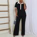 Women's Clothing Women's Fashion Elegant V Neck Short Sleeved Trousers Casual Suit_ecoleips.com