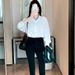 Women's Basic Long Sleeved White Shirt Versatile New Style Retro Work Uniform Top For Inner Wear_ecoleips.com