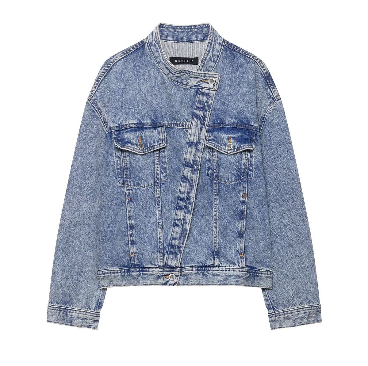 Double-Breasted Denim Jacket For Women - Classic Oversized Coat With Stylish Button Front (S/M/L)_ecoleips.com