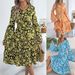 Real Shot Of 2026 Spring/Summer European And American Retro Bell-sleeve Ruffled Waist-cinching A-line Dress. Independent_ecoleips.com