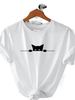 European And American Cross-border Foreign Trade Women's Clothing Cute Cat Print Round-neck Short-sleeve T-shirt Top_ecoleips.com