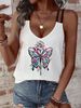 Women's Butterfly Print Sleeveless Top Double Strap Vest Short Tank Camis For Spring/Autumn Summer_ecoleips.com