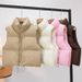 K Women's New Short Cotton Vest With Thickening And Collarless European And American Style Jacket._ecoleips.com