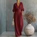 Elegant V Neck Women's Jumpsuit Waist Cinching Spring Summer New_ecoleips.com