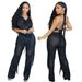 Women's Clothing Neck Lace Up Sleeveless Backless Top With Slim Fit Loose Trousers Sexy Tassel Two Piece Suit_ecoleips.com
