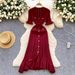 YuooMuoo Brand Fashion Vintage Knitted Long Dress Spring Summer Women Elegant V-neck Ruffled Bodycon Sweater Dress Party Vestido_ecoleips.com