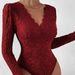 Women's Clothing Sexy Solid Color Lace Long Sleeved Hot Girl See Through Slim Jumpsuit_ecoleips.com