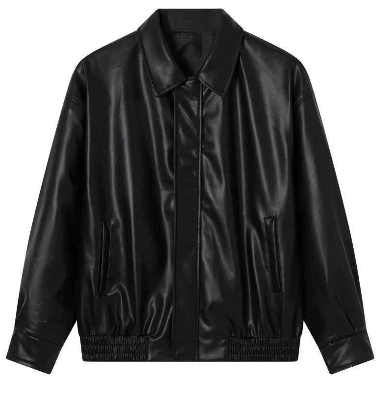 Women's Pu Leather Biker Jacket - Stylish Loose Fit Motorcycle Coat With Faux Protein Leather, Korean Streetwear Fashion_ecoleips.com