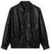 Women's Pu Leather Biker Jacket - Stylish Loose Fit Motorcycle Coat With Faux Protein Leather, Korean Streetwear Fashion_ecoleips.com