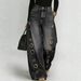 Women's Loose Fit Denim Jeans With Metal Grommet Details - Vintage Washed Blue & Black High-Rise Wide Leg Trousers For Casual Style_ecoleips.com