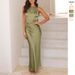 Women's Clothing Long Fishtail Skirt Sexy Backless Suspender Dress Solid Color Satin American Style Fashion_ecoleips.com
