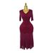 Elegant French Style Stretch Mesh Pleated V Neck Slim Fit Long Dress for Women High Waisted Summer Dress Flattering_ecoleips.com