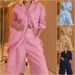 Women's Clothing Solid Color Casual Temperament Plus Size Two Piece Pants Set Long Sleeve Suit Collar New_ecoleips.com