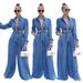 Women’s Clothing New Women's Casual Wide Leg Pants Denim Suit_ecoleips.com