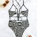 Retro Slim Fit Backless Crossover Bikini Solid Color Slimming Swimsuit For Women European American Style One-Piece Summer Swimwear_ecoleips.com